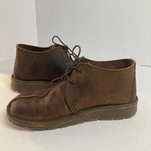 Mens Ruff Hewn Leather Lace Chukka Shoe Boots 8 Made in Spain Brown - Picture 3 of 8